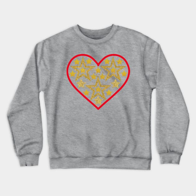 Gold stars in red heart. Crewneck Sweatshirt by Nano-none